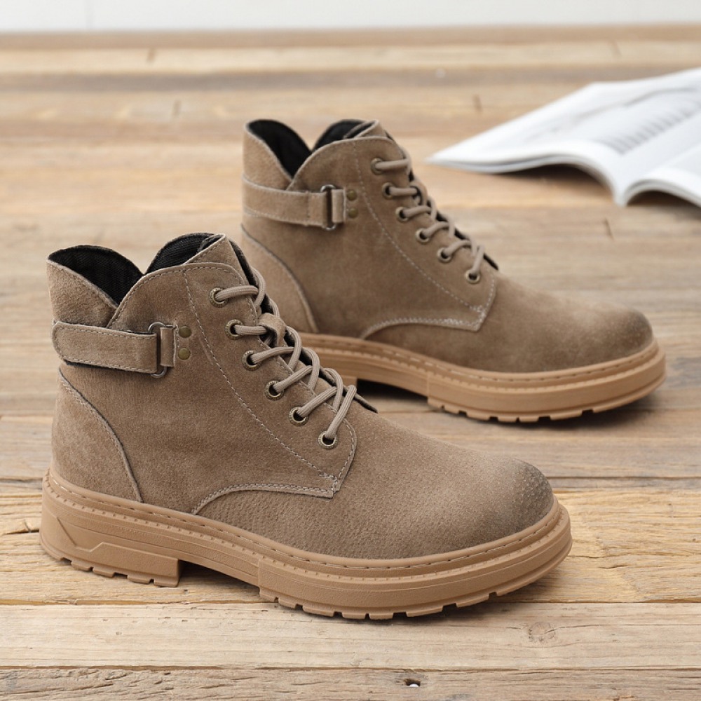 Men's New British Short Mid-Cut Boots Trendy High-Top Military Martin Boots