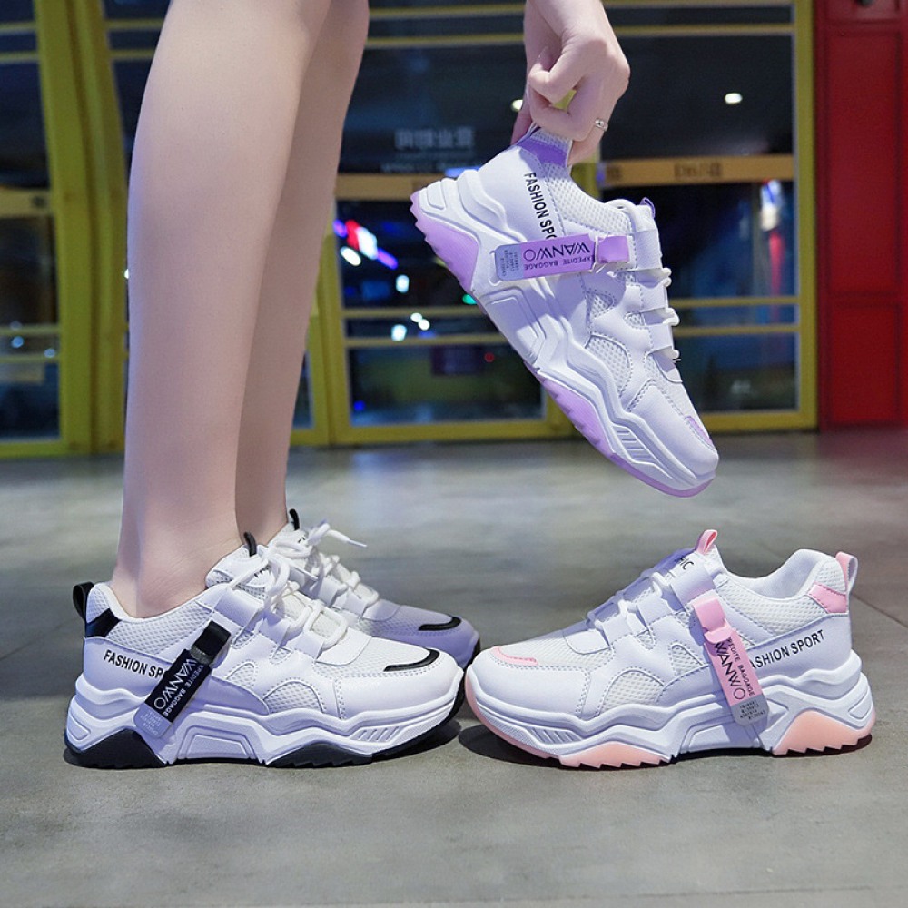 Women's Spring And Summer New Breathable Sports Shoes White